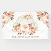 Zacht blush Herfst Floral Pumpkin Baby shower Spandoek (Horizontaal)