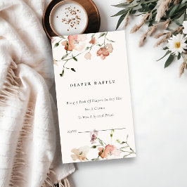 Zacht blush Meadow Floral diaper Baby shower Informatiekaartje