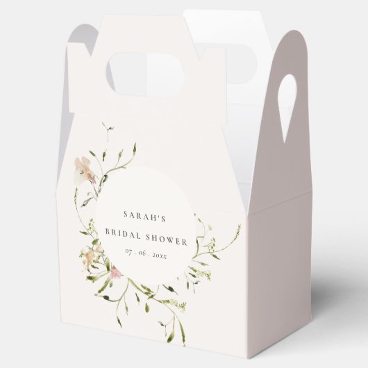 Zacht Blush Meadow Floral Wreated Vrijgezellenfees Bedankdoosjes (Geopend)
