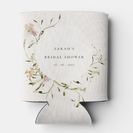 Zacht Blush Meadow Floral Wreated Vrijgezellenfees Blikjeskoeler (Achterkant)