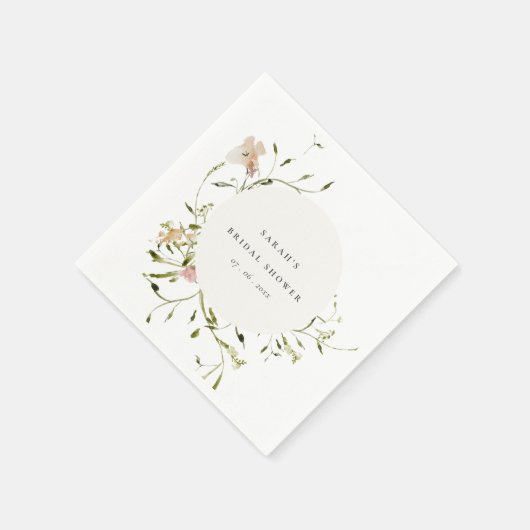 Zacht Blush Meadow Floral Wreated Vrijgezellenfees Servet (Hoek)