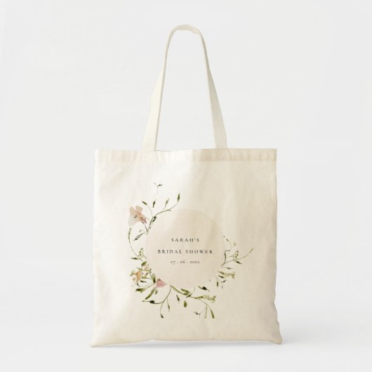 Zacht Blush Meadow Floral Wreated Vrijgezellenfees Tote Bag (Voorkant)