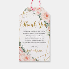 Zacht Blush Pink Floral Roos Girl Baby shower Favo Cadeaulabel