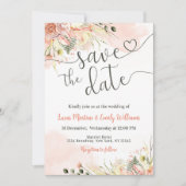 Zacht Blush Pink Floral Wedding Save the Date Kaar Kaart (Voorkant)