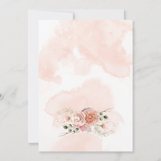 Zacht Blush Pink Floral Wedding Save the Date Kaar Kaart (Achterkant)