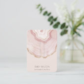 Zacht Blush Roos Gold Agate Marble Hairpin Display Visitekaartje (Staand voorkant)
