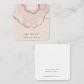 Zacht Blush Roos Gold Agate Marble Ketting Display Vierkante Visitekaartje (Voorkant / Achterkant)