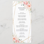 Zacht Blush Roze Bloemen Geometrisch Huwelijksprog Programmakaart (Achterkant)