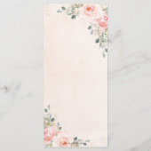 Zacht Blush Roze Bloemen Goud Blad Bruiloft Menu (Achterkant)