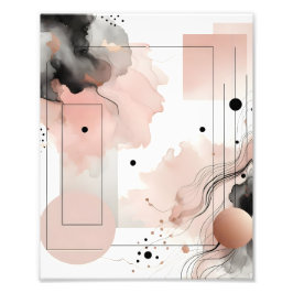 Zacht blush roze en zwart geometrisch poster