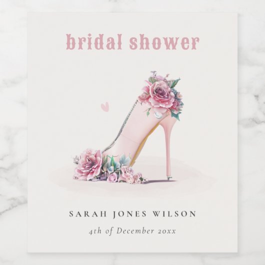 Zacht Blush Roze High Heels Florence Vrijgezellenf Wijn Etiket (Enkel label)