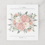 Zacht Blush Roze Ivory Floral Wedding Vrijgezellen Plaatskaartje (Buitenkant ongevouwen)