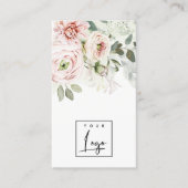 Zacht blush Roze pony Leafy Botanical Floral Logo Visitekaartje (Voorkant)