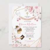 Zacht Blush Roze Roze meisje Eerste Heilige Commun Kaart (Voorkant)