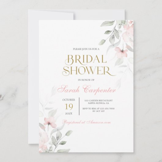 Zacht Blush Roze Vrijgezellenfeest Kaart (Voorkant)