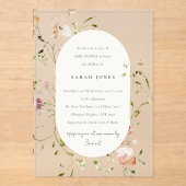 Zacht Blush Waterverf Floral Baby shower Acryl Uitnodigingen (Voorkant)