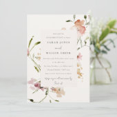 Zacht Blush Waterverf Floral Verloving Kaart (Staand voorkant)