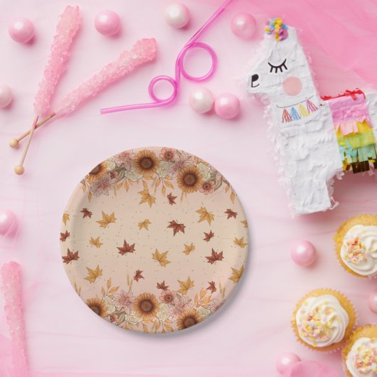 Zacht Boho Herfstpatroon Papieren Bordje (Feest)