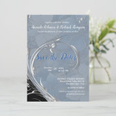 Zacht Bord Blauw Wit Mengsel Bloemen Kaart (Staand voorkant)