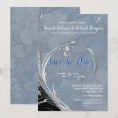 Zacht Bord Blauw Wit Mengsel Bloemen Kaart (Voorkant / Achterkant)