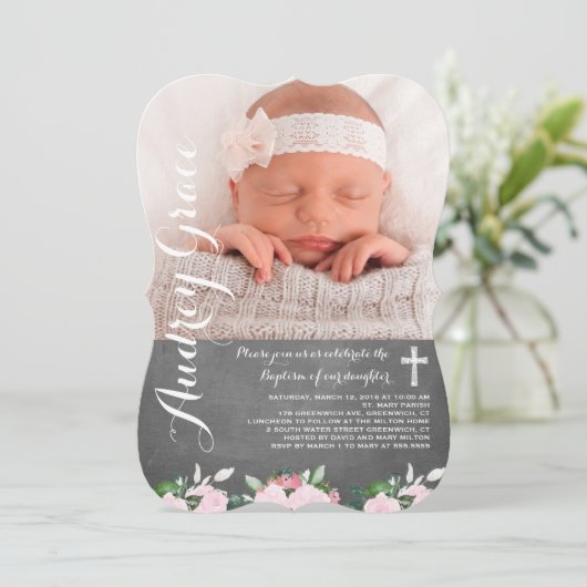 Zacht botanische chemicaliën Chalkboard | Baptisme Kaart (Staand voorkant)