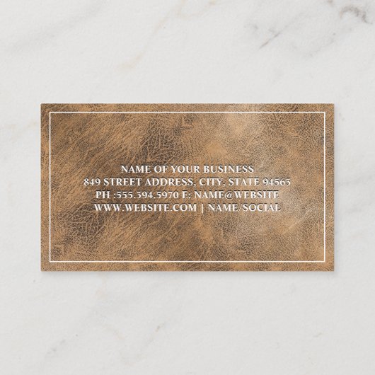 Zacht bruin lederen textuur achtergrond visitekaartje (Achterkant)
