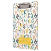 Zacht Dinosaurus Alfabet Patroon Kinderen School Klembord (Links)