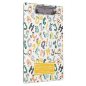 Zacht Dinosaurus Alfabet Patroon Kinderen School Klembord (Rechts)