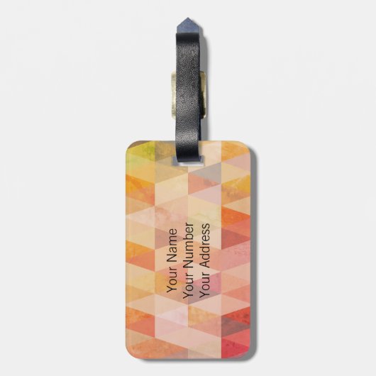 Zacht driehoek geometrisch patroon | monogram bagagelabel (Achterkant verticaal)