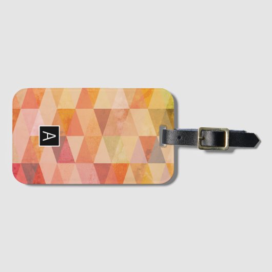 Zacht driehoek geometrisch patroon | monogram bagagelabel (Voorkant (horizontaal))