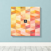 Zacht driehoek geometrisch patroon | monogram canvas afdruk (Insitu (Houten vloer))