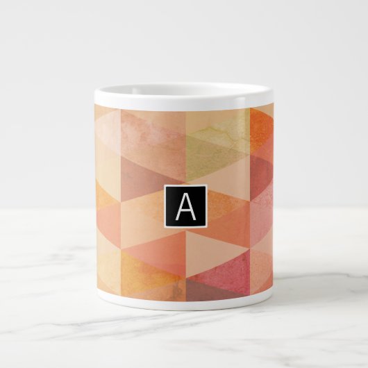 Zacht driehoek geometrisch patroon | monogram grote koffiekop (Voorkant)