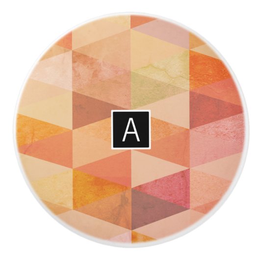 Zacht driehoek geometrisch patroon | monogram keramische knop (Voorkant)