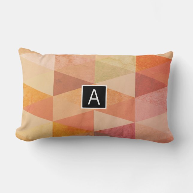 Zacht driehoek geometrisch patroon | monogram kussen (Voorkant)