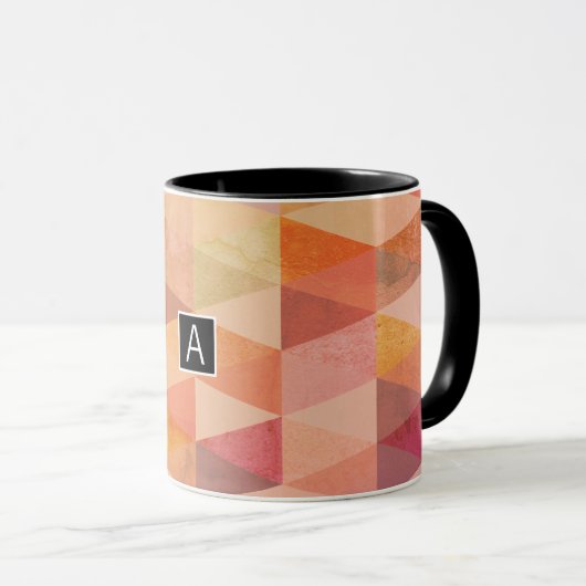 Zacht driehoek geometrisch patroon | monogram mok (Voorkant rechts)