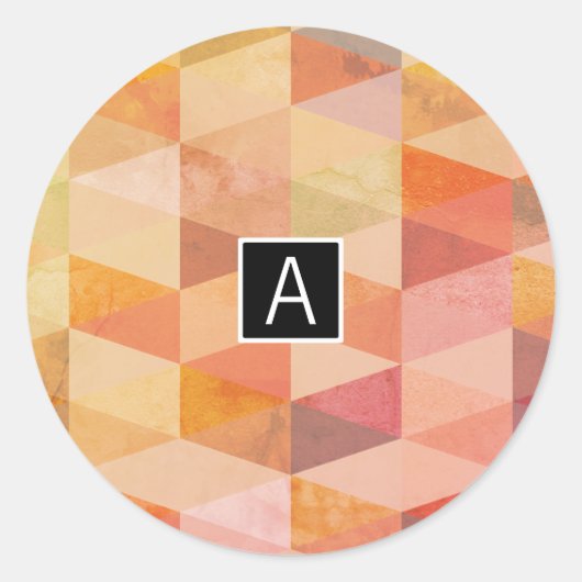 Zacht driehoek geometrisch patroon | monogram ronde sticker (Voorkant)
