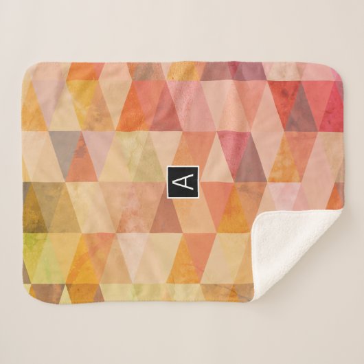 Zacht driehoek geometrisch patroon | monogram sherpa deken (Voorkant (horizontaal))