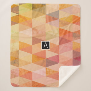 Zacht driehoek geometrisch patroon   monogram sherpa deken