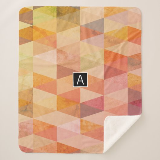 Zacht driehoek geometrisch patroon | monogram sherpa deken (Voorkant)