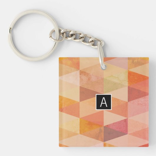 Zacht driehoek geometrisch patroon | monogram sleutelhanger (Voorkant)