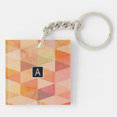 Zacht driehoek geometrisch patroon | monogram sleutelhanger (Achterkant)