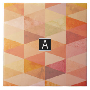 Zacht driehoek geometrisch patroon   monogram tegeltje