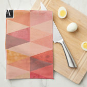 Zacht driehoek geometrisch patroon | monogram theedoek (Quarter Fold)