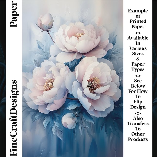Zacht Dromerig Wit & Roze Pioenen CR1 Craft Paper (Creator heeft geüpload)