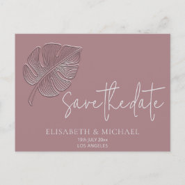 Zacht eenvoudig reliëfblad aankondigingskaart