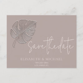 Zacht eenvoudig reliëfblad aankondigingskaart