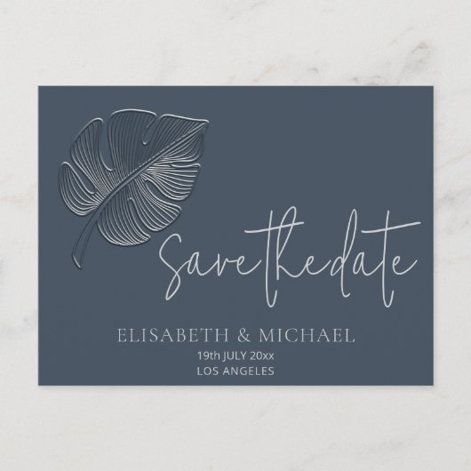 Zacht eenvoudig reliëfblad aankondigingskaart (Voorkant)