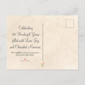 Zacht Elegant 90ste Verjaardagsfeest Bloemen 90 Ja Uitnodiging Briefkaart (Achterkant)