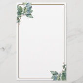 Zacht elegant groen goud botanische eucalyptus briefpapier (Voorkant)