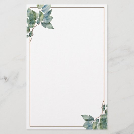Zacht elegant groen goud botanische eucalyptus briefpapier (Voorkant)